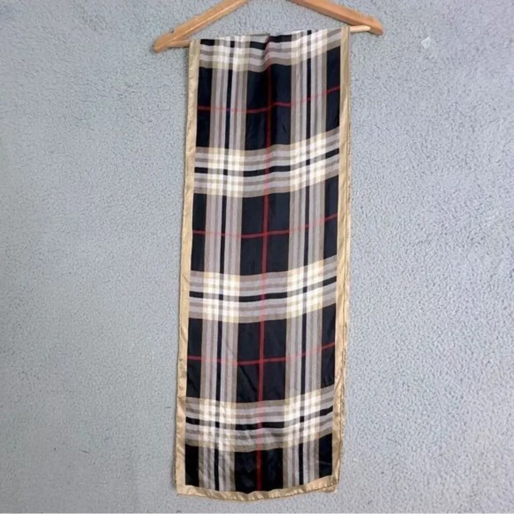 MENS CHECKERED SCARF BLACK AND TAN